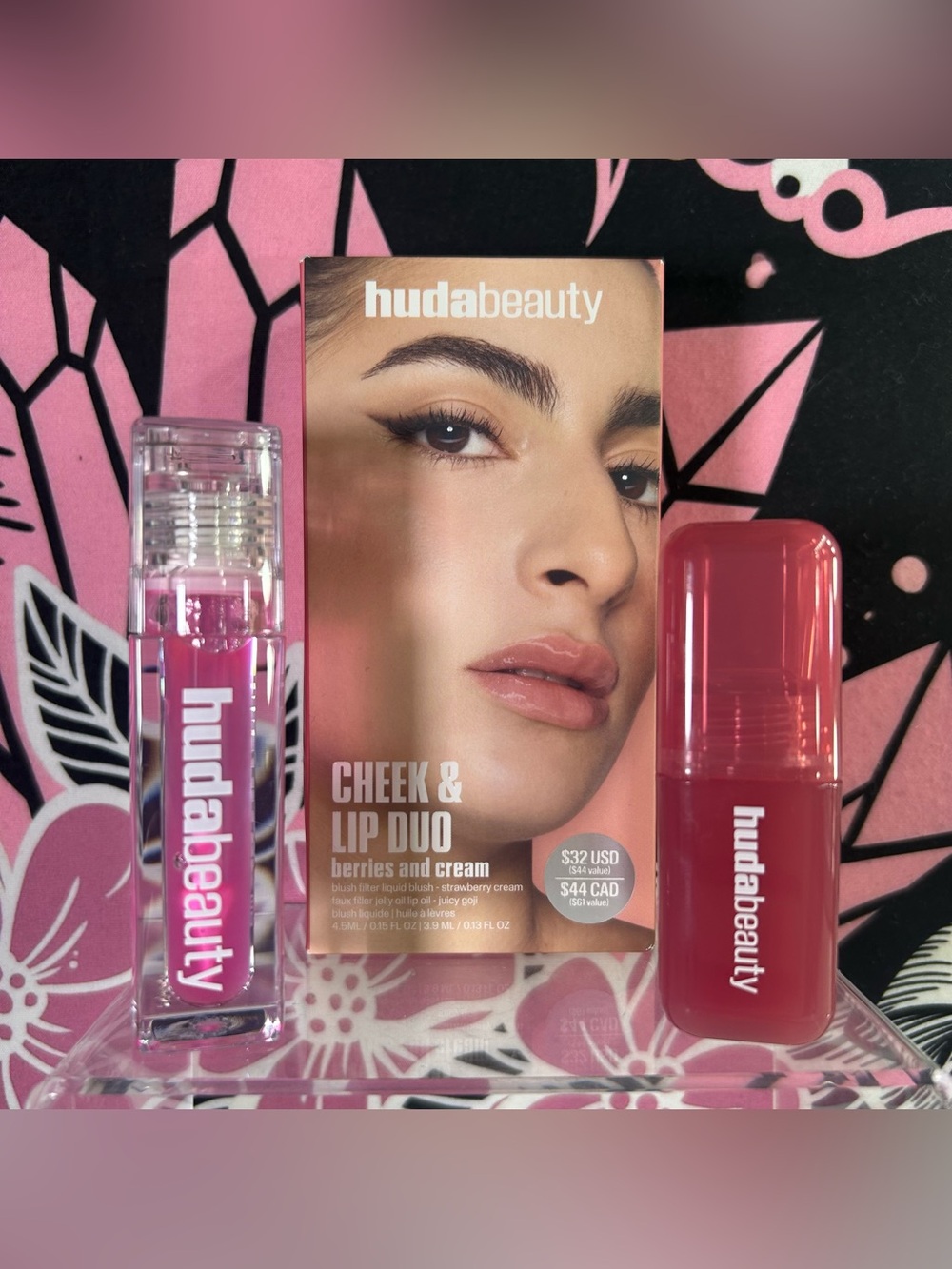 Huda Beauty Cheek & Lip Duo Set Berries & Cream